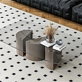 Glass coffee table checkerboard carpet 3d model