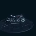 Futuristic Electric Motorcycle with Sleek Black Body White Seat LED Lights and Modern Concept Design