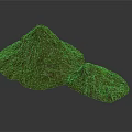 Mossy Green Terrain Scene Component With Natural Textured Surface And Irregular Shape