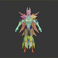 Mythical Winged Character In Gold And Blue Armor With Egyptian Fantasy Creature Details
