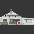 Gas Station Model With Green Roof White Building And Colorful Gas Pumps