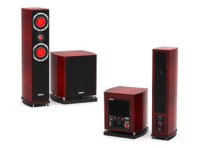 High Quality Wooden Home Audio Speaker System With Floorstanding And Subwoofer Units 3d model