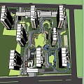 Modern Residential Landscape With High Rise Buildings Lush Gardens And Green Spaces