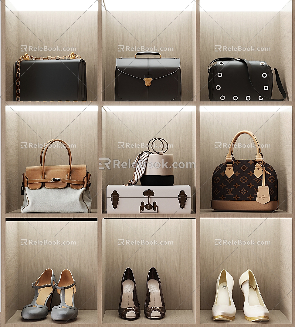 Bags, bags, handbags, satchels, women's leather bags, shoes, high heels 3d model