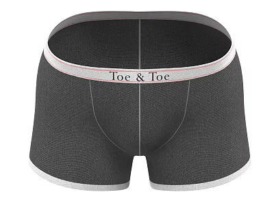 Men's Dark Gray Underwear With Toe & Toe Elastic Waistband And White Trim 3d model