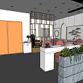 Modern Beauty Hair Salon Interior With Marble Reception Desk Green Plants And Chandelier