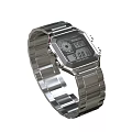 Silver Digital Watch With Square Dial Metal Strap And Modern Design