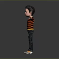 Game and Movie Character 3D Model With Red Black Striped Sweater Ripped Jeans Arms Outstretched