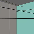Modern Interior With Gray Teal Walls And Crisscross Linear Ceiling Lights