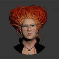 Fantasy Character Bust Sculpture Featuring Fiery Creature Like Hair And Black Collar