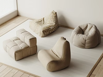 Comfortable Bean Bag Chairs With Various Designs For Cozy Living Room Space 3d model