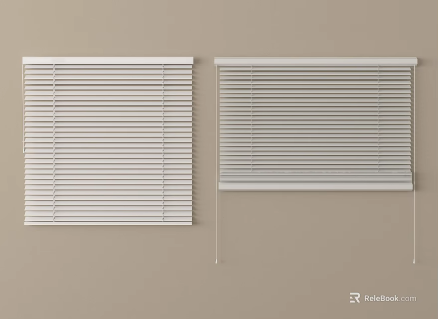 White Adjustable Window Blinds With Horizontal Slats For Home Interior Use 3d model