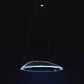 Modern Suspended Chandelier With Blue Light And Curved Glass Design