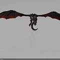 Mythical Dragon Fantasy Character With Red Black Wings Scaled Body And Clawed Limbs 3D Rendering 3d model