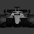 Silver F1 Race Car With Sleek Aerodynamic Body Large Tires Rear Wing And Sporty Design