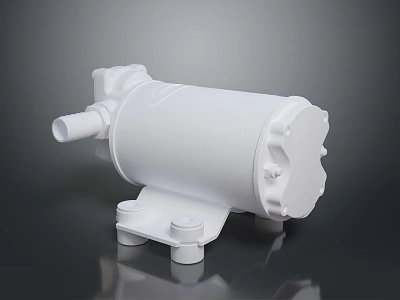 White Industrial Water Pump With Cylindrical Body Inlet Outlet Ports And Mounting Base 3d model