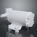 White Industrial Water Pump With Cylindrical Body Inlet Outlet Ports And Mounting Base