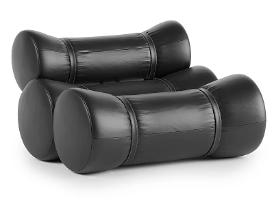 Black Leather Single Sofa Modern Design With Cylindrical Shape And Smooth Surface 3d model