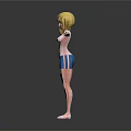 Animated 3D Female Video Game Character With Blonde Hair White Top And Blue Shorts