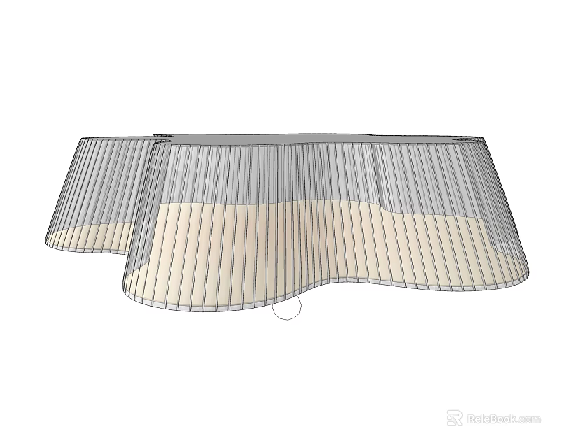 Modern Curved Ceiling Light With Gray And Beige Striped Shade Design 3d model 