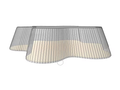 Modern Curved Ceiling Light With Gray And Beige Striped Shade Design 3d model