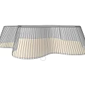 Modern Curved Ceiling Light With Gray And Beige Striped Shade Design 3d model