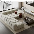 Modern corner sofa coffee table combination 3d model