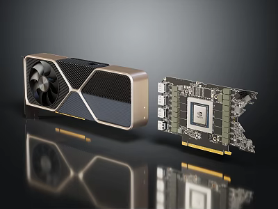 High Performance Graphics Card With Cooling Fan And Circuit Board Design 3d model