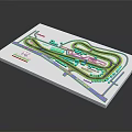 Track Layout Design With Colorful Path Lines And Floor Plan Elements 3d model