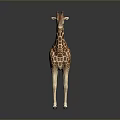 Game Movie Character Giraffe With Brown And White Spots Standing On Gray Background With Reflection