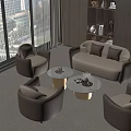 Modern Hotel Lobby Interior With Beige Brown Sofas Armchairs Round Coffee Tables And Large Windows