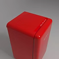 Stylish Red Upright Refrigerator With Shiny Surface And Modern Design For Home Kitchen