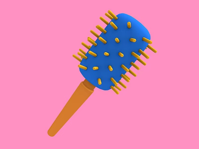 Vibrant Blue Comb With Yellow Bristles On Pink Studio Background Design 3d model