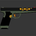 Modern Green and Black Toy Gun with Yellow Dots Red Button and Sleek Design