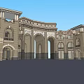 Classical Style Entrance Gate With Arched Design And Ornate Stone Carvings