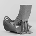 Modern Wooden Leisure Chair with Curved Design and Black Blanket Accent