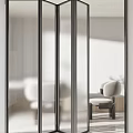 Modern Glass Sliding Doors With Gold And Black Frames For Home Interior Design