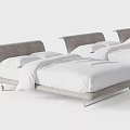 Modern Double Bed With Upholstered Headboard White Bedding And Sleek Frame 3d model