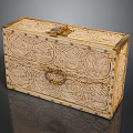 Intricately Carved Wooden Decorative Chest With Floral Patterns And Metal Handle
