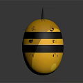 Cute Yellow Cartoon Bee With Black Stripes Smiling Face Transparent Wings On Gray Background Reflection