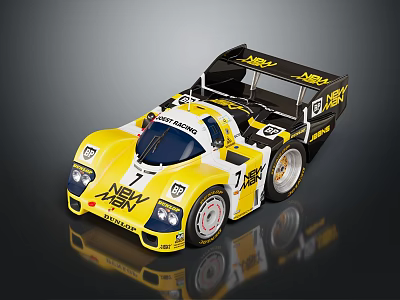 Yellow And Black Racing Car With Rear Wing New Men Logo Number 7 Stylish Design 3d model