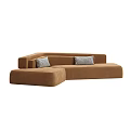 Stylish Brown Modular Sectional Sofa With Striped Pillows Modern Living Room