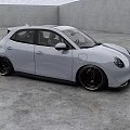 White Compact Electric Vehicle With Modern Design And Black Wheels In Indoor Showroom