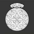Silver Decorative Circular Clothing Accessory with Intricate Floral Patterns and Ornate Design