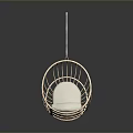 Hanging Rattan Leisure Chair with Oval Shape and White Cushion