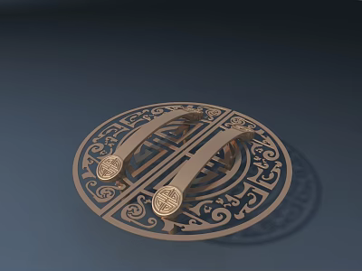 Traditional Circular Door Handle With Intricate Patterns And Decorative Elements 3d model