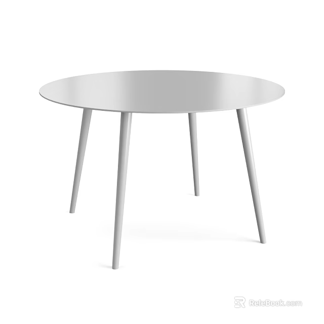 Sleek White Round Dining Table With Modern Minimalist Design And Slender Legs 3d model