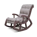 Comfortable Beige Rocking Chair With Wooden Frame And Button Tufted Padded Cushion