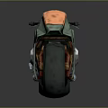 Green Motorcycle with Orange Accents and Large Wheels 3D Model Design