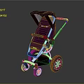 BabyJoy Purple Stroller with Sunshade Canopy White Frame Large Wheels Modern Design